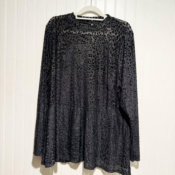 Lane Bryant Leopard Velvet Burnout Blouse NEW Plus Size 26/28 - Picture 1 of 7